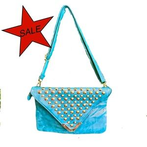 Everyday Brand Studded Turquoise Blue Flap Crossbody Womens Purse